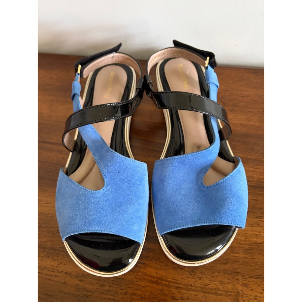 BeautiFeel Two-Tone Blue and Black Slingback Sandals Size 39/US 8.5-9